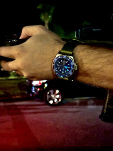 SWCS titanium tactical watch worn at night